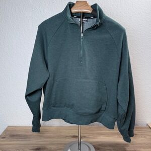 Asics Women's Quarter Zip Pullover Sweatshirt Green Activewear Size L